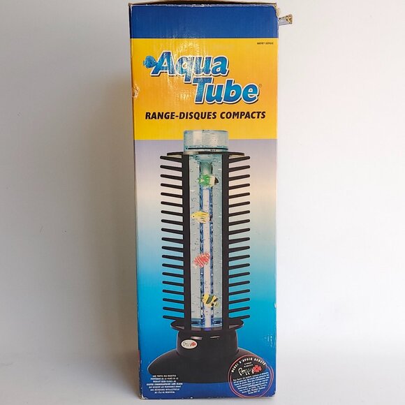 VINTAGE AQUA TUBE CD HOLDER BNIP Lava Lamp CD holder Holds 36 CDs WORKS - Picture 3 of 9